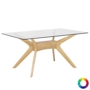 Table Fixe Rectangulaire en Bois et Verre MONICA