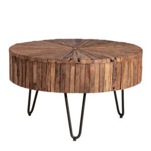 Table Basse Ronde en Bois et Métal MENKA