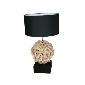 Lampe sphérique en bois exotique BILLE